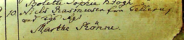 Udsnit af kirkebog, Vielse af Niels Rasmussen og Marthe R&oslash;nne